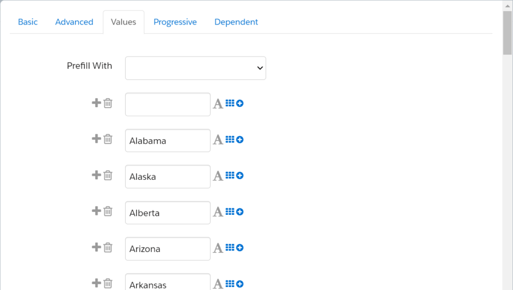 State field values